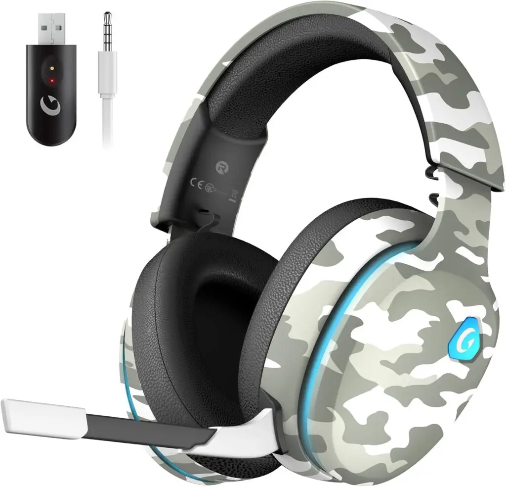 2.4GHz Wireless Gaming Headset (White) – Best Gaming Headsets 2025 best gaming headsets 2025 – 2.4GHz wireless gaming headset white for PS5/PC with noise‑canceling mic 40h