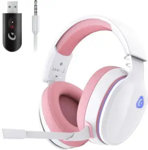 2.4GHz Wireless Gaming Headset (Pink) – Best Gaming Headsets 2025 best gaming headsets 2025 – 2.4GHz wireless gaming headset pink with Bluetooth and noise‑canceling mic 40h